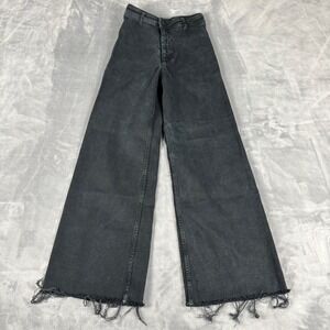 ZARA The Marine Straight Jeans Charcoal Gray Wide Leg Raw Hem Womens Size 2